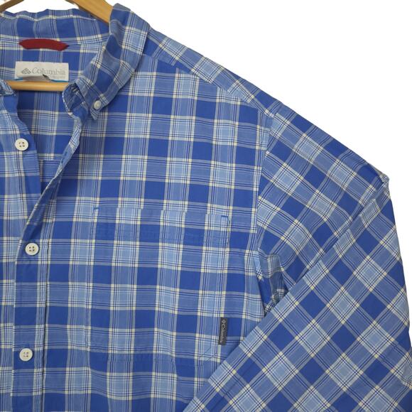 Columbia Men's Long Sleeve Button-Down Shirt Size XL Blue & White Plaid Outdoor - Picture 7 of 16